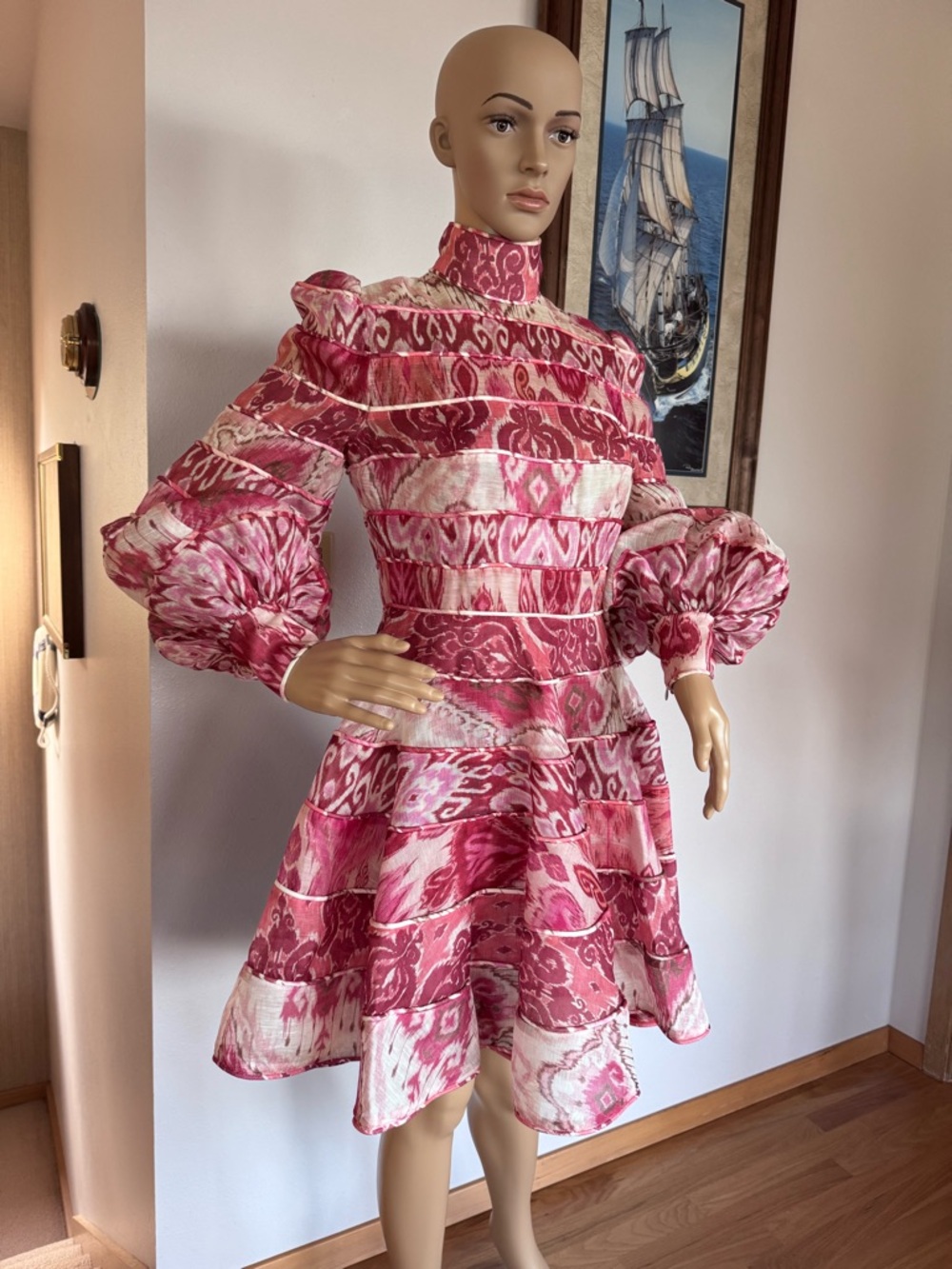 Zimmermann Wavelength Spliced Print Mini Dress Size AU 1 (US 4-6) Small. - Picture 5 of 16